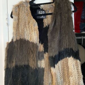 525 Luxe Multicolor Fur Patchwork Vest - Brown & Black